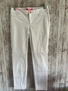 Lilly Pulitzer Kelly White Ankle Cropped Pants Textured Business Work NEW Size 2